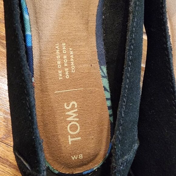 Tom's Jutti Neat Black Suede Flats Slip on Shoes Women's Size 8W - Picture 5 of 14